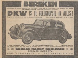 Reclame voor DKW (Nieuwe Tilburgsche Courant, 3 juni 1935)