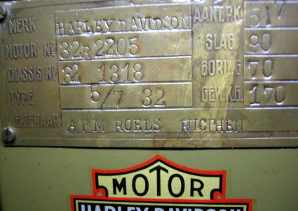 Eigenaarsplaatje van de motor van Roels (Collectie L. de Smet)