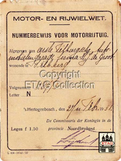 Nummerbewijs N-28773 (collectie ETAG)