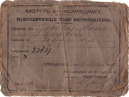 Nummerbewijs 1932