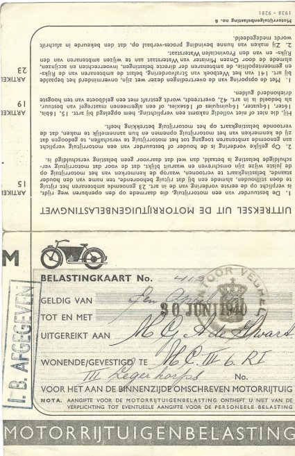 Belastingkaart (collectie H. de Swart)
