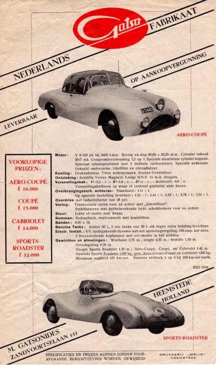 Specificatie van de Gatso (collectie H. Veldmeijer)
