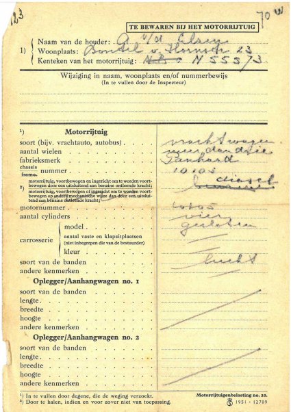 Relaas van weging Panhard, 1952 (coll. fam. v.d. Elzen)