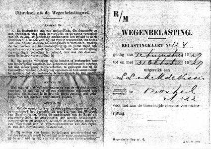 Belastingbewijs (collectie J. de Visser)
