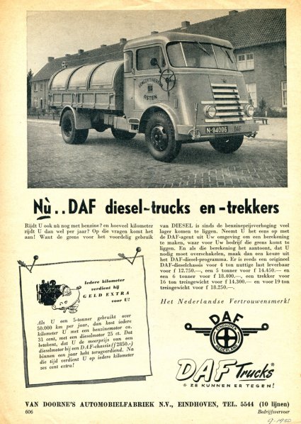 DAF (bron: Bedrijfsvervoer, september 1950)