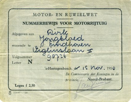Nummerbewijs Dirk Jongbloed