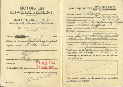 N-17262 Inschrijvingsbewijs 1941 (collectie: W. van Esch)