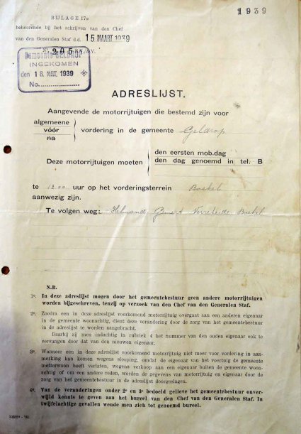 N-48381 Aanwijzing voor vordering, 1939