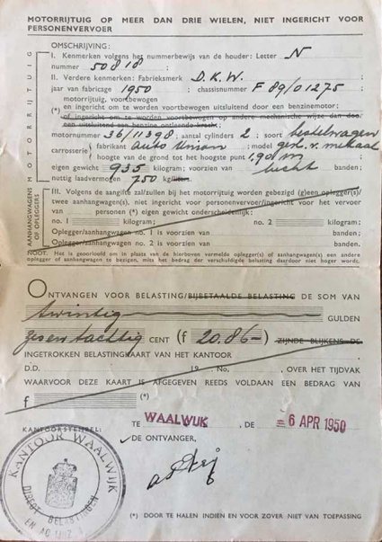Belastingkaart N-50818, 1950 (collectie: T. van Sluisveld)