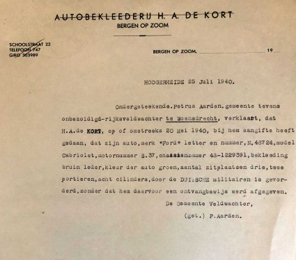 Proces-verbaal van aangifte van de vordering (Bron: Bergen op Stoom)