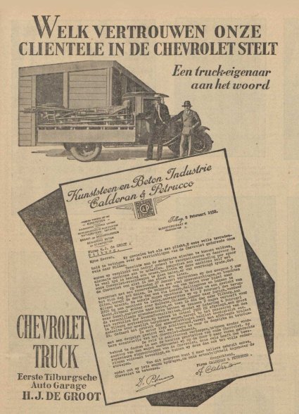 Chevrolet (bron: Nieuwe Tilburgsche Courant, 16 apr. 1932)