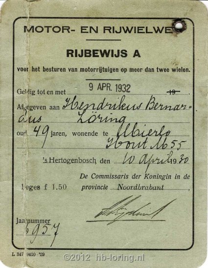 Rijbewijs (bron: Familiealbum Löring)