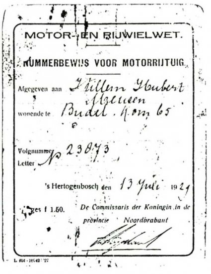 Nummerbewijs (bron: Aa-Kroniek 14(1995) nr. 4, blz. 208)