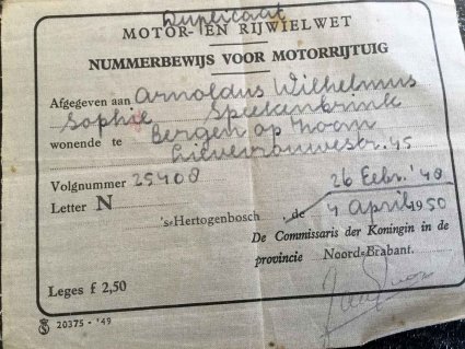 Nummerbewijs (coll. J. Speekenbrink)