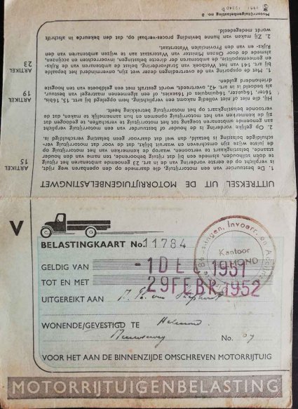 Belastingkaart van de Morris (coll. A. v. Stiphout)