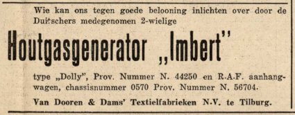 R.A.F. aanhangwagen (bron: Oost-Brabant, 29 jan. 1945)