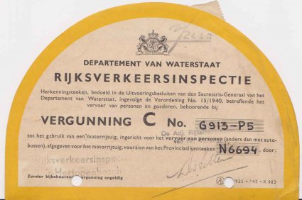 N-6694 Vergunning voor personenvervoer, z.d.