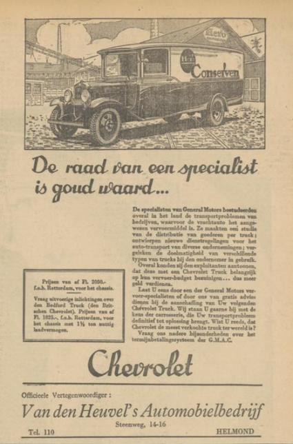 Advertentie in De Zuid-Willemsvaart, 17 september 1932