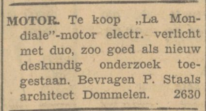 Advertentie voor de motorfiets (Eindhovensch Dagblad, 25 mrt. 1929)