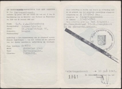 N-3729 ontheffing 1948 (foto: collectie H. Ansems)