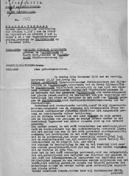 Proces-verbaal, blz. 1 (bron: Archief Heemkundekring Weerderheem, Valkenswaard)