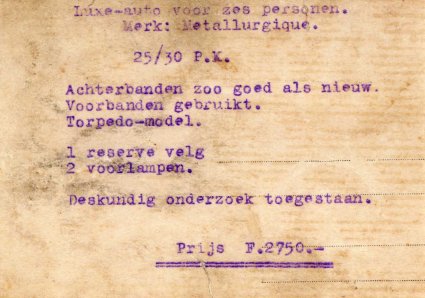 Verkoop Métallurgique (Bron: Collectie Heemkundekring Weerderheem)