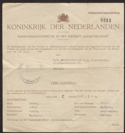 N-70236 vergunningsbewijs (foto: collectie H. Ansems)