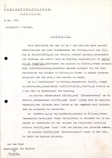 Rapport aanzegging keuringen (Bron: Regionaal Archief Tilburg, toegang 484, Gemeentebestuur Tilburg 1938-1985, inv. nr. 5631, scan 155)