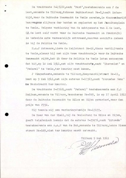 Rapport aanzegging keuringen (Bron: Regionaal Archief Tilburg, toegang 484, Gemeentebestuur Tilburg 1938-1985, inv. nr. 5631, scan 156)