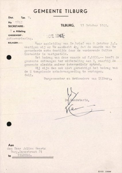 Bron: Regionaal Archief Tilburg, toegang 484, Gemeentebestuur Tilburg 1938-1985, inv. nr. 5633, scan 343