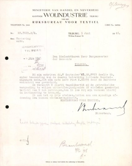 Bron: Regionaal Archief Tilburg, toegang 484, Gemeentebestuur Tilburg 1938-1985, inv. nr. 5633, scan 358