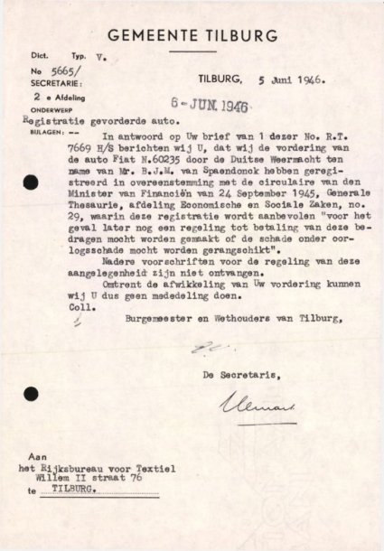 Bron: Regionaal Archief Tilburg, toegang 484, Gemeentebestuur Tilburg 1938-1985, inv. nr. 5633, scan 359