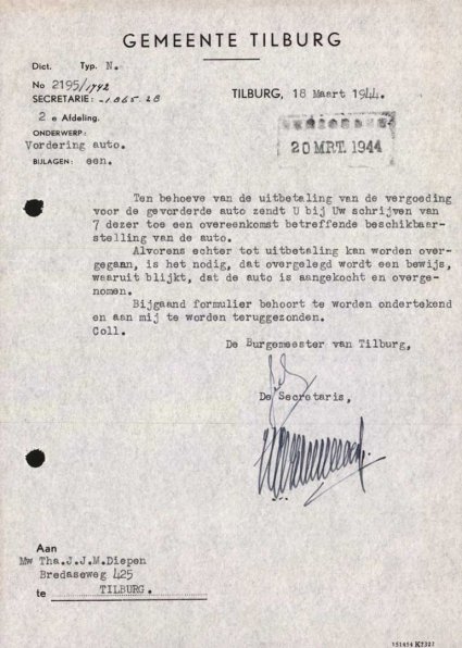 Bron: Regionaal Archief Tilburg, toegang 484, Gemeentebestuur Tilburg 1938-1985, inv. nr. 5633, scan 207