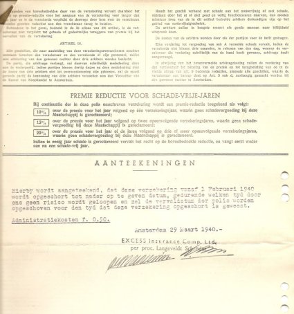 Verzekeringsbewijs voor Mercedes Benz (bron: collectie Kees van Schenk Brill)