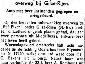 Krantenbericht over het ongeval (Collectie K. van Poppel)