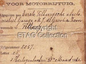 Nummerbewijs, 1920 (collectie ETAG)