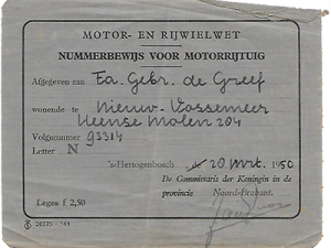 Het nummerbewijs van N-93314 (Collectie C.M. de Greef)