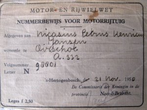 Nummerbewijs, 1950.