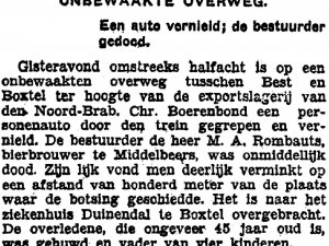 Krantenbericht ongeval M. Rombauts (Collectie K. van Poppel)