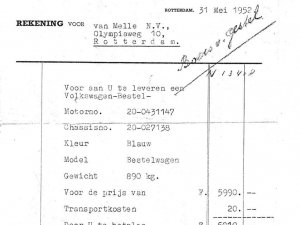 N-13408 Factuur voor een Volkswagenbus (coll. Nik van Heeswyk)