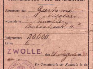 Overijssels nummerbewijs (1930)