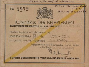 Rijvergunning voor Chevrolet (collectie W. Jaegers)
