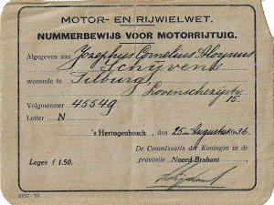 Nummerbewijs (coll. C. Schijvens)