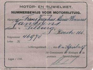 Nummerbewijs, 1937 (inzending C. Boissevain)