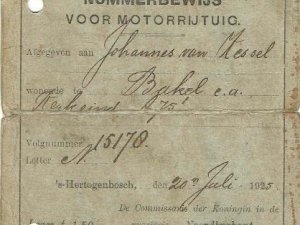 Nummerbewijs (bron: Heemkundekring Bakel en Milheeze)