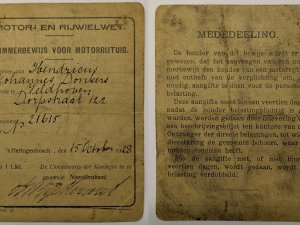 Nummerbewijs van H.J. Donkers (archief H. Donkers)