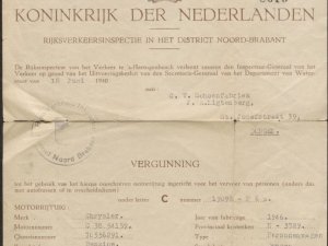 N-3729 vergunningsbewijs 1940 (foto: collectie H. Ansems)
