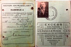 Voor- en achterzijde van het rijbewijs van Janus van de Graft, 1928 (bron: archief Arthur van Thiel)