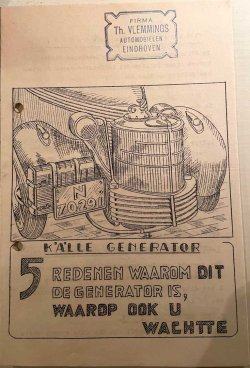 Brochure van Källe gasgenerator (bron: Archief Arthur van Thiel)