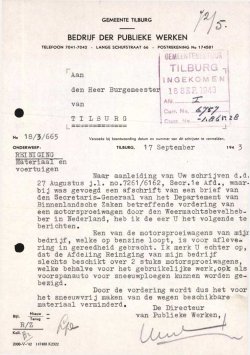 Rapport dir. Publieke Werken (Bron: Regionaal Archief Tilburg, Archief gemeentebestuur Tilburg 1938-1985, inv. nr. 5633, scan 92)